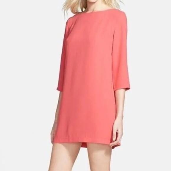 Leith coral three-quarter sleeve shift dress size XS - Picture 1 of 9